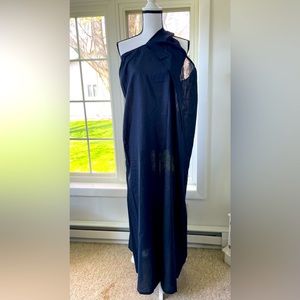 Navy Blue Linen blend Dress